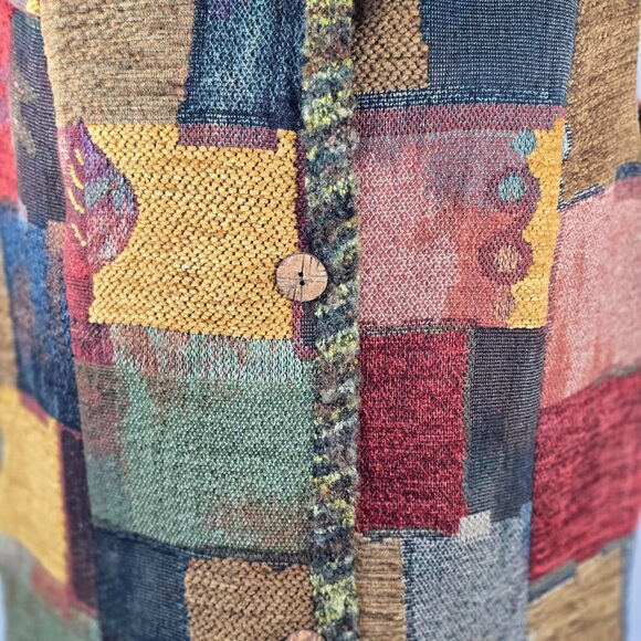 BETS by Canvasbacks Lined Patchwork Design Vest Size XL Wood Buttons USA (MM-3) - Picture 3 of 14